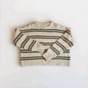 New Spiritual Gangster Wool Alpaca Oversize Striped Sweater Small Boxy Semi Crop